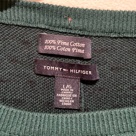 Tommy Hilfiger 100% Pima cotton green sweater with polka dots - Picture 2 of 3